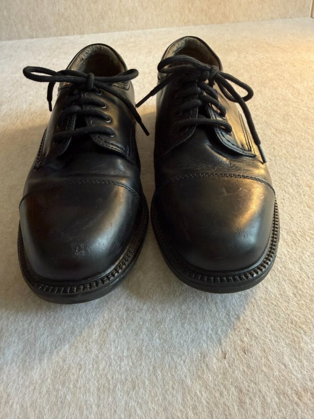Dockers Men’s Black Leather Dress Shoes Size 8M Lace Up Cap Toe Oxford Comfort
